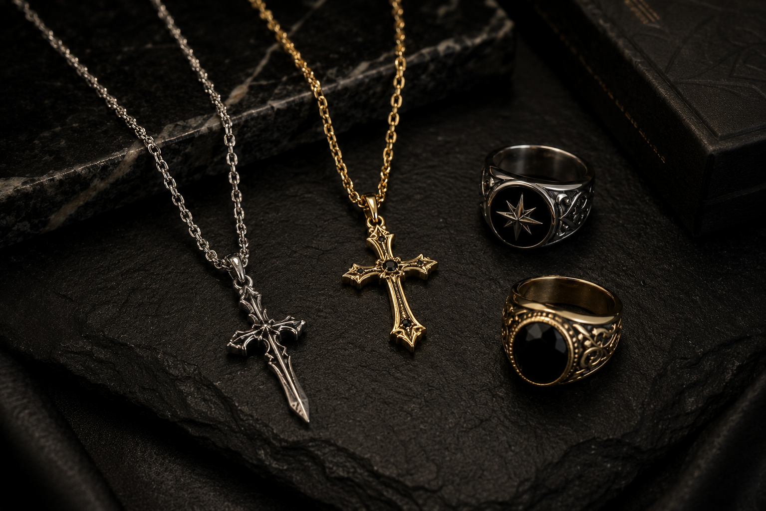 Jewellery Set — 2 Necklaces & 3 Rings