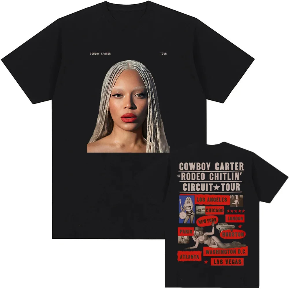 Beyoncé COWBOY CARTER TOUR 2025 T-shirt Summer Women Men Tshirts Short Sleeve O-neck Loose Tee-shirt Men Tees Print Top