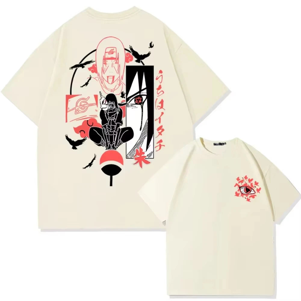 Naruto Animation Derivatives T-shirt Uchiha Itachi Uchiha Sasuke Printing Men Summer Fashion Casual Oversized Streetwear