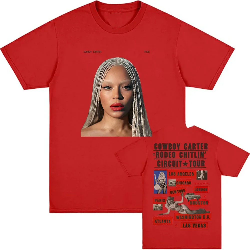 Beyoncé COWBOY CARTER TOUR 2025 T-shirt Summer Women Men Tshirts Short Sleeve O-neck Loose Tee-shirt Men Tees Print Top
