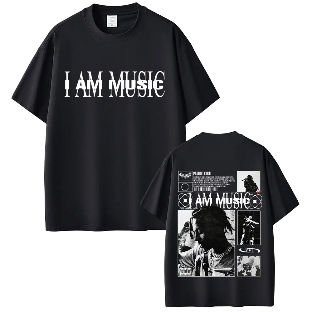 Rapper Playboi Carti I Am Music New Album Cover Graphic Print Tshirt Men's Casual Vintage T-shirt Men Hip Hop Oversized T Shirts