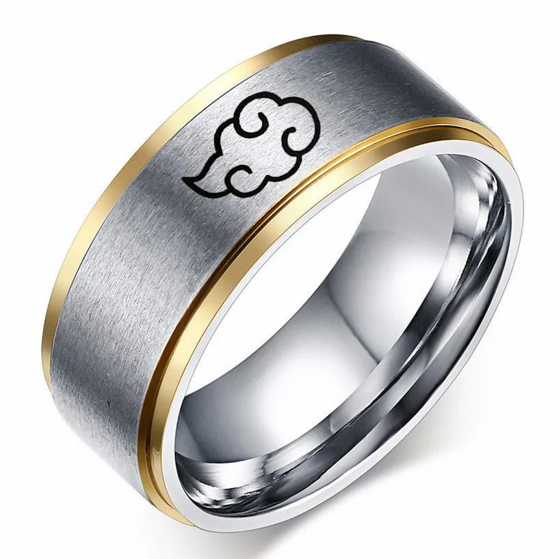 Aroutty Кольца 8mm Japanese Style Anime Cosplay Cloud Spin Rings Stainless Steel Jewelry For Women Men Anime Fans Ring Jewelry