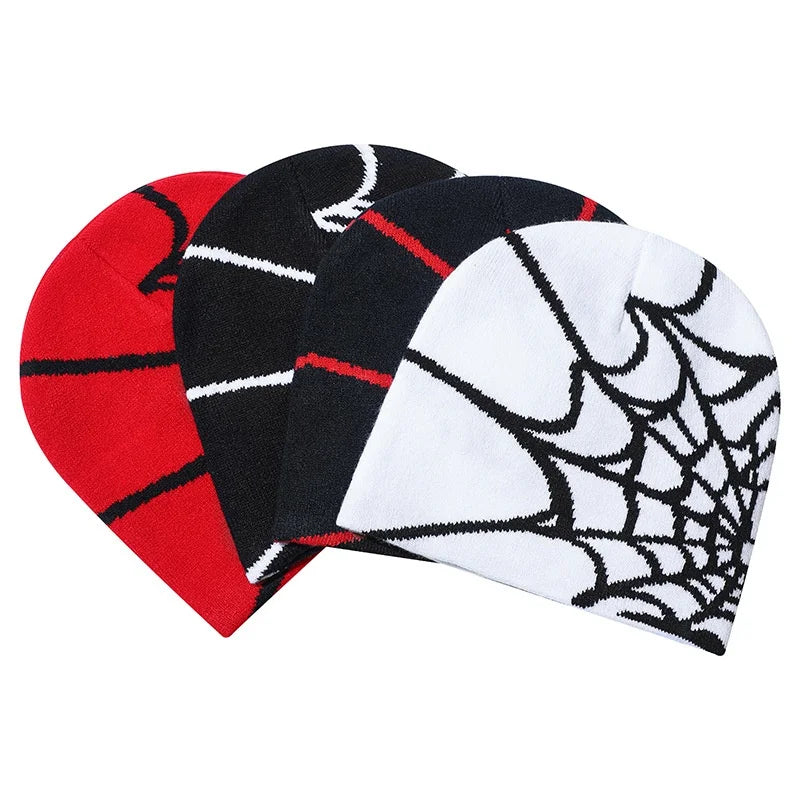 New Colorful Y2K Gothic Spider Pattern Wool Accrylic Knitted Hat Women Beanie Winter Warm Beanies Casual Skullies Outdoor Cap