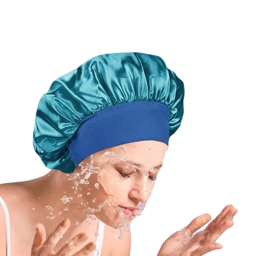 New Satin Wide Brim Nightcap Silky Bonnet Hair Wrap For Sleeping Sleep Cap With Elastic Soft Band Styling Cap Wash Face Nightcap
