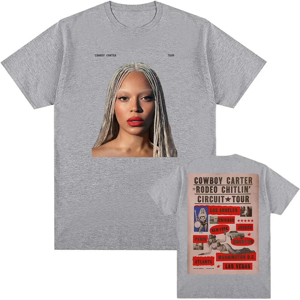 Beyoncé COWBOY CARTER TOUR 2025 T-shirt Summer Women Men Tshirts Short Sleeve O-neck Loose Tee-shirt Men Tees Print Top