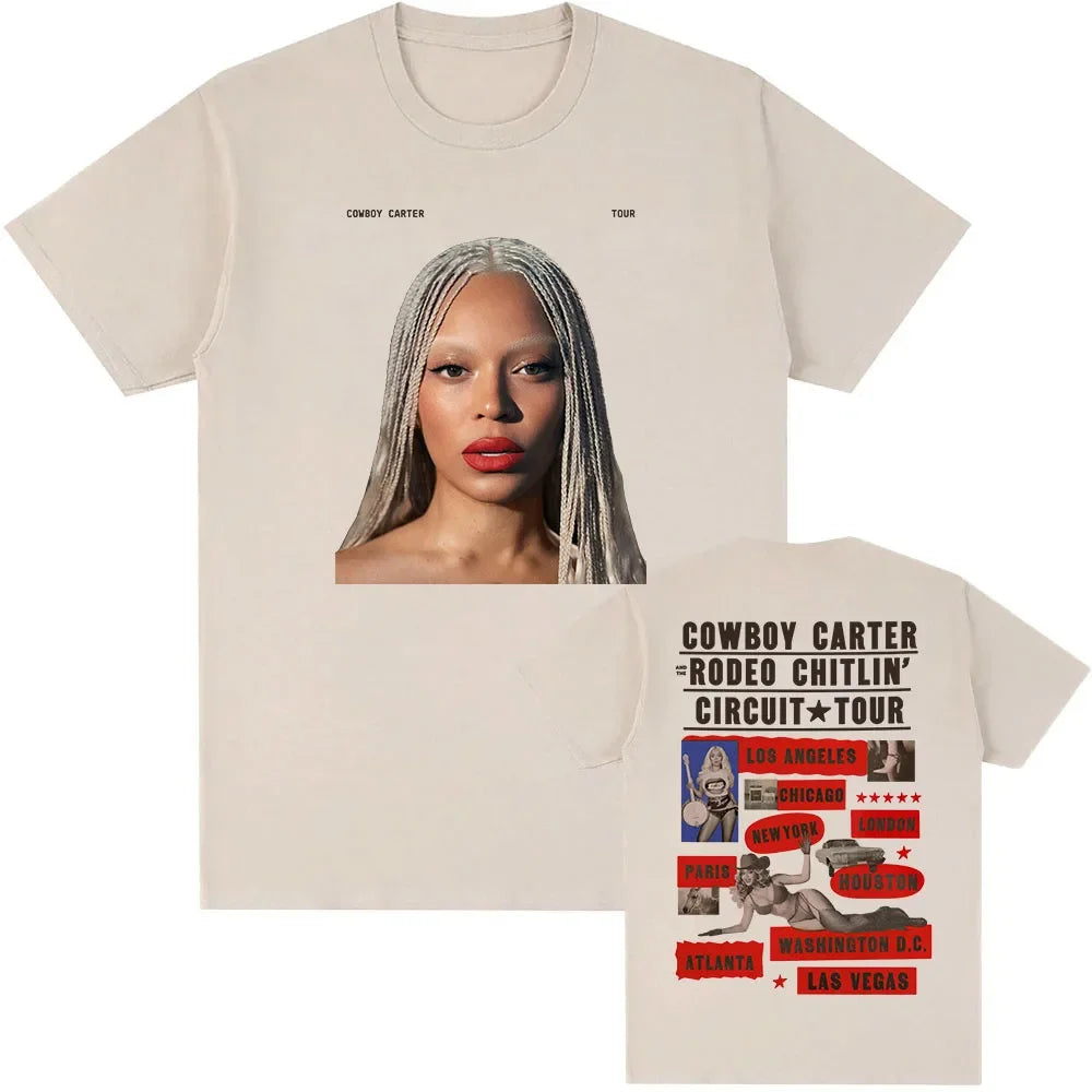 Beyoncé COWBOY CARTER TOUR 2025 T-shirt Summer Women Men Tshirts Short Sleeve O-neck Loose Tee-shirt Men Tees Print Top