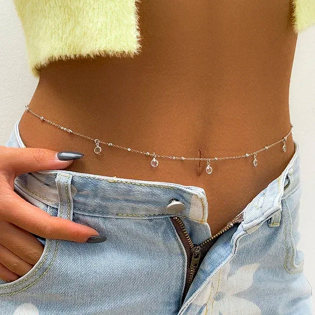 New Charm Sexy Double Layer Butterfly Chain for Women Waist Bead Belly Chain Belly Belt Summer Beach Body Jewelry Accessories