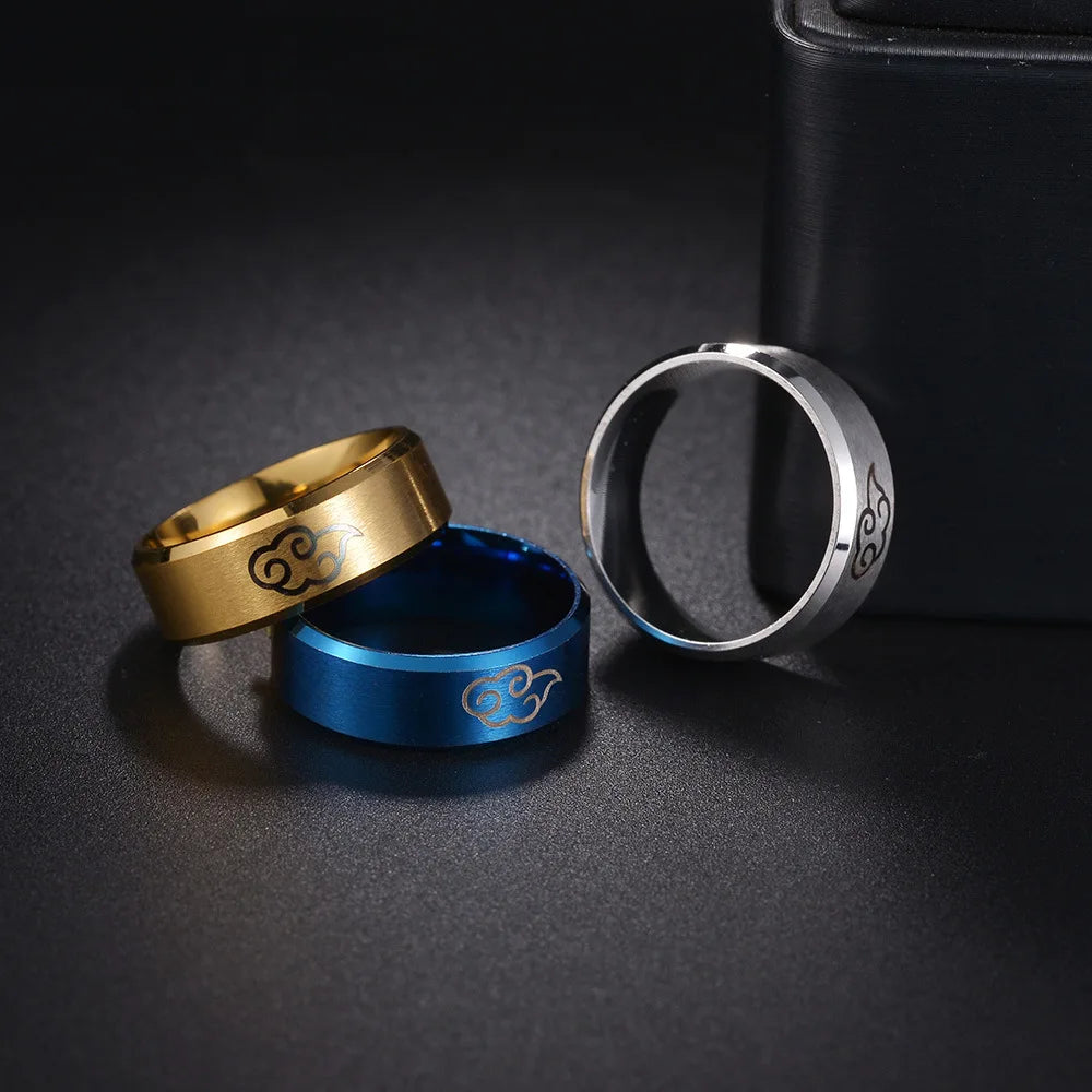 Aroutty Кольца 8mm Japanese Style Anime Cosplay Cloud Spin Rings Stainless Steel Jewelry For Women Men Anime Fans Ring Jewelry