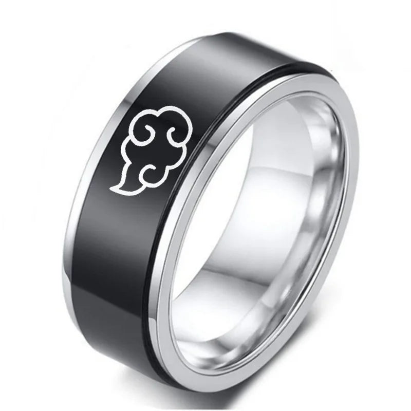 Aroutty Кольца 8mm Japanese Style Anime Cosplay Cloud Spin Rings Stainless Steel Jewelry For Women Men Anime Fans Ring Jewelry