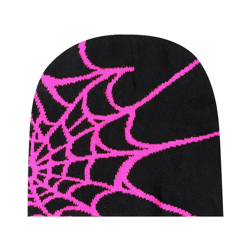 New Colorful Y2K Gothic Spider Pattern Wool Accrylic Knitted Hat Women Beanie Winter Warm Beanies Casual Skullies Outdoor Cap
