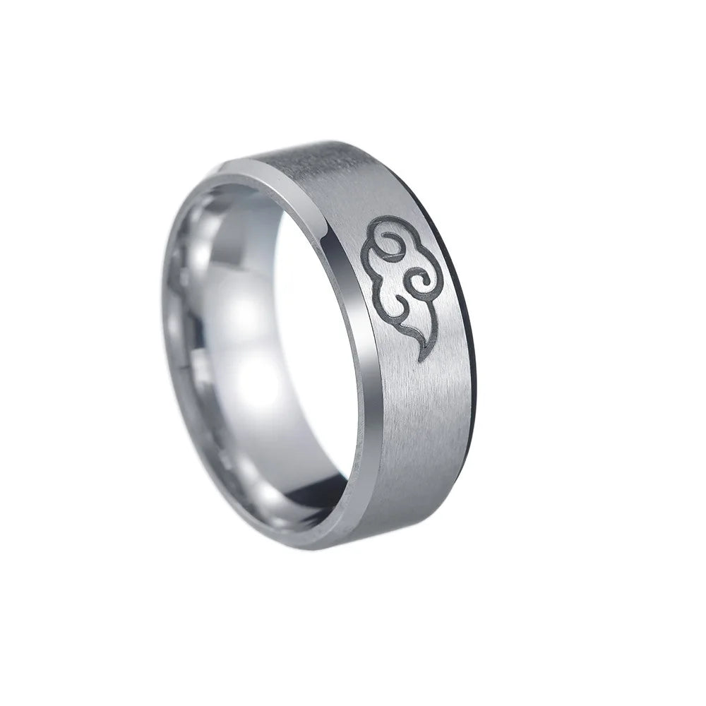 Aroutty Кольца 8mm Japanese Style Anime Cosplay Cloud Spin Rings Stainless Steel Jewelry For Women Men Anime Fans Ring Jewelry