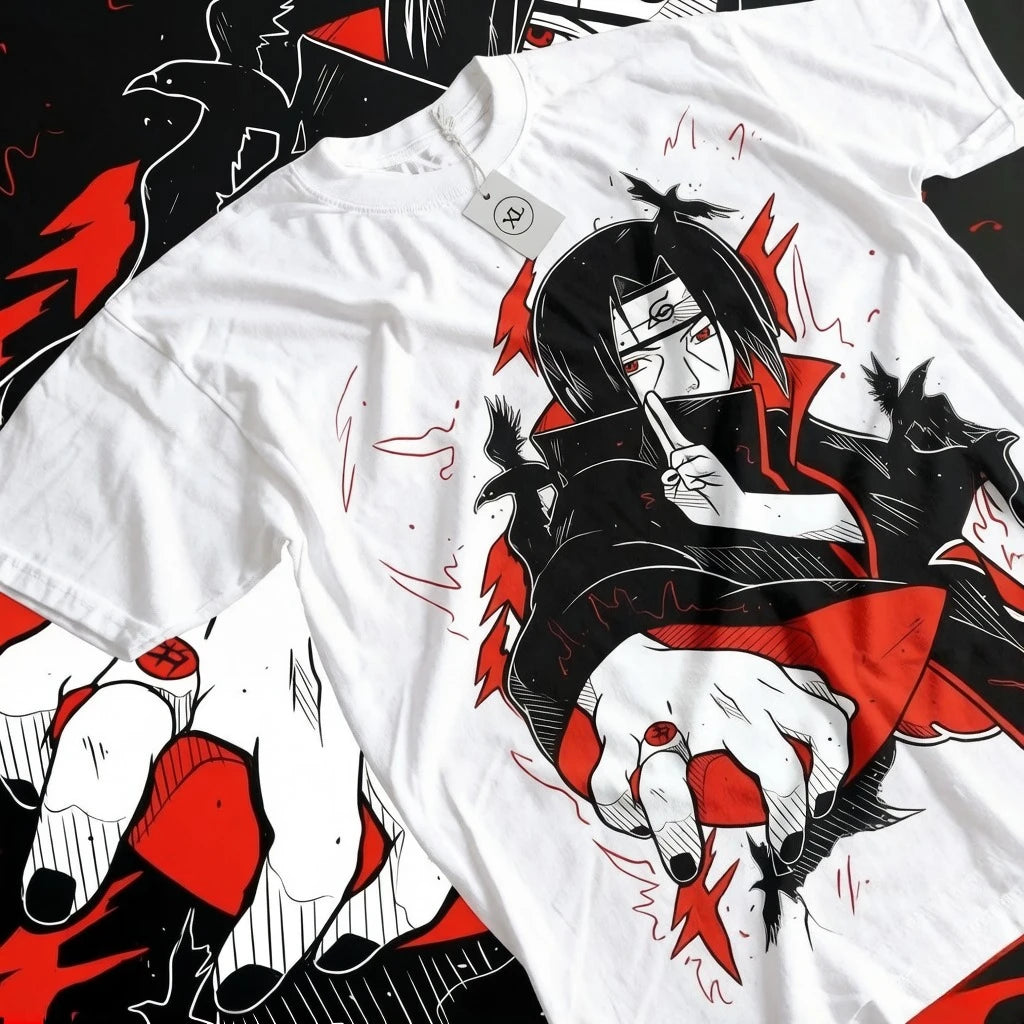Naruto Summer New Uchiha Bloodline Anime Printed T-shirt Men's Cotton Neutral Casual Family Set Short T-shirt Top