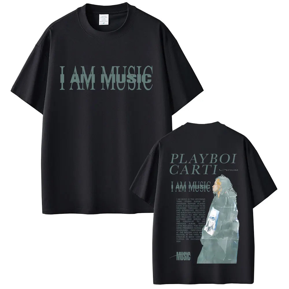 Rapper Playboi Carti I Am Music New Album Cover Graphic Print Tshirt Men's Casual Vintage T-shirt Men Hip Hop Oversized T Shirts