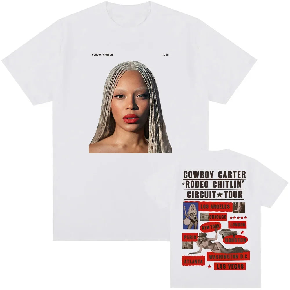 Beyoncé COWBOY CARTER TOUR 2025 T-shirt Summer Women Men Tshirts Short Sleeve O-neck Loose Tee-shirt Men Tees Print Top