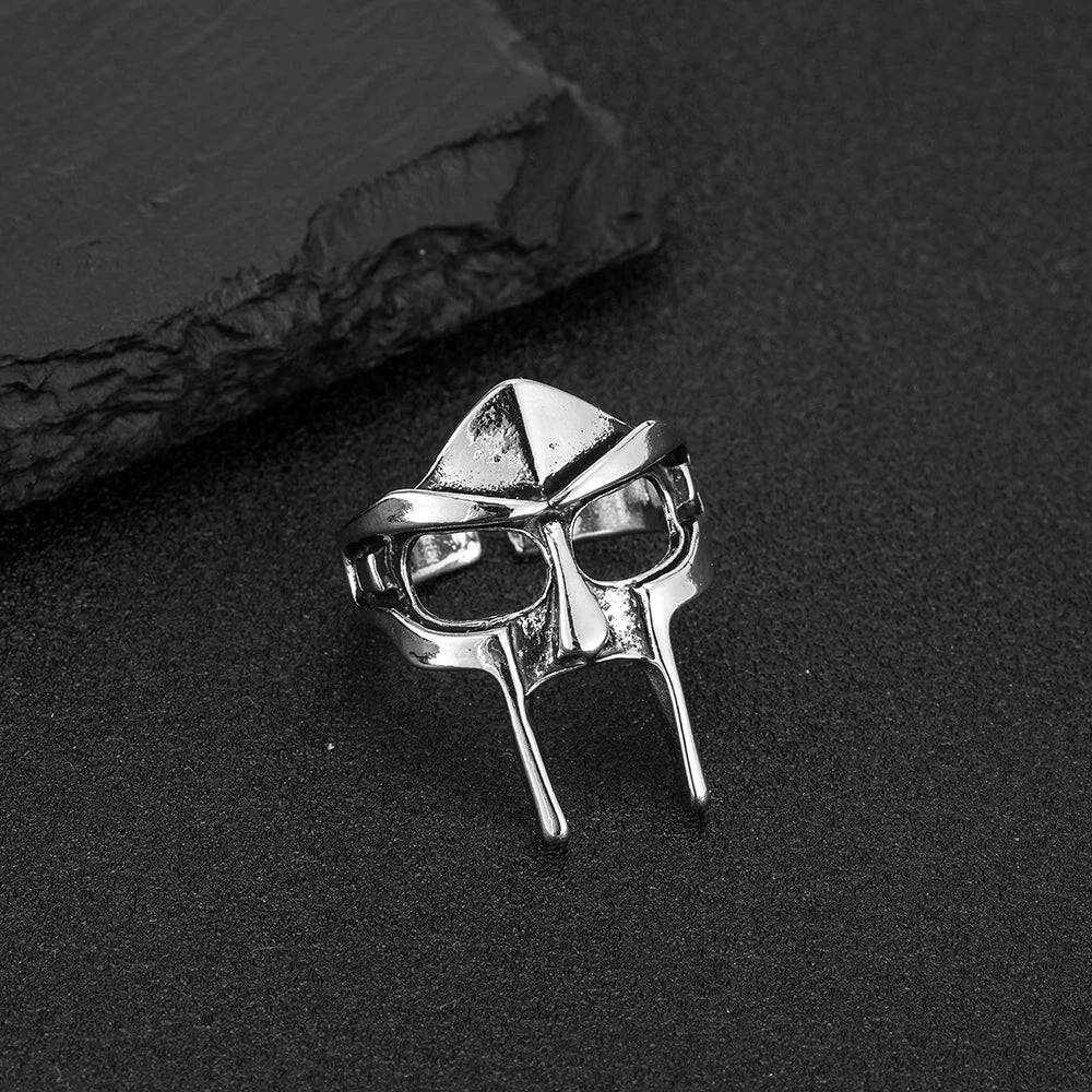 Vintage Goth Mf Doom Mask Adjustable Joint Ring For Men Gladiator Punk Egyptian Pharaoh Male Open Ring Jewelry