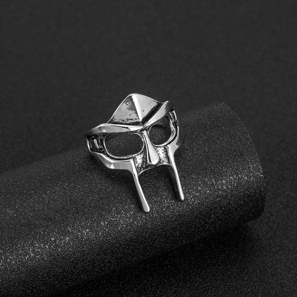Vintage Goth Mf Doom Mask Adjustable Joint Ring For Men Gladiator Punk Egyptian Pharaoh Male Open Ring Jewelry