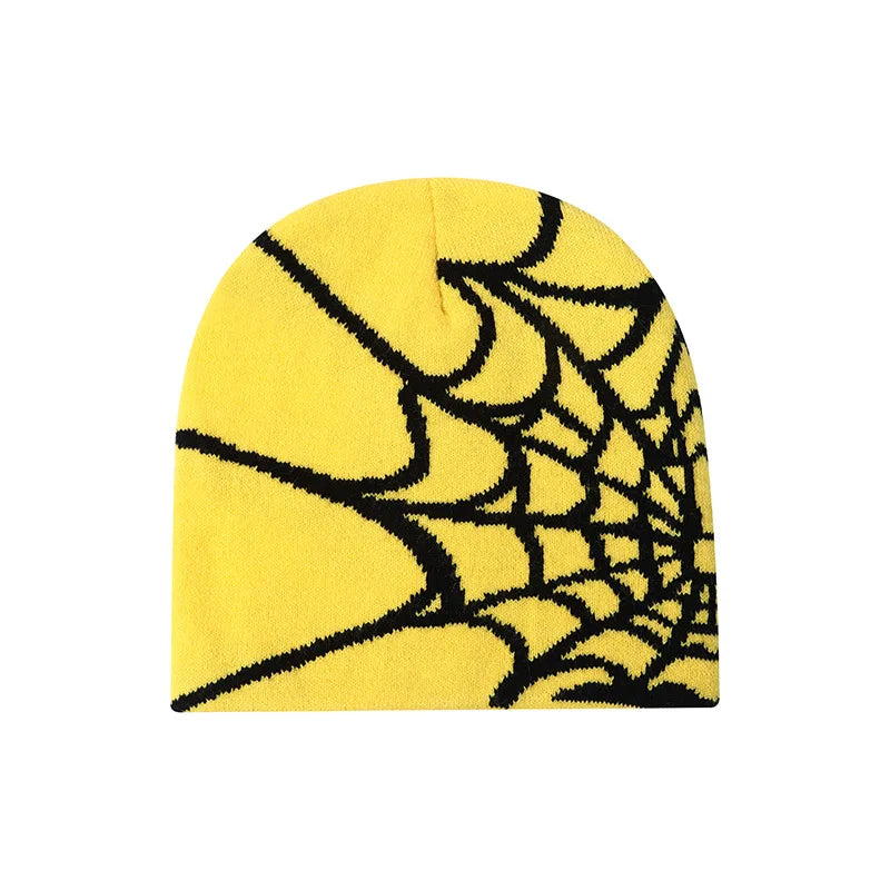 New Colorful Y2K Gothic Spider Pattern Wool Accrylic Knitted Hat Women Beanie Winter Warm Beanies Casual Skullies Outdoor Cap