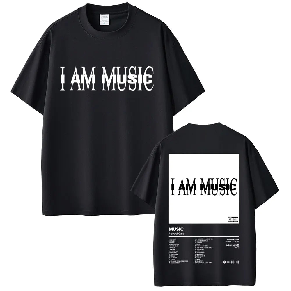Rapper Playboi Carti I Am Music New Album Cover Graphic Print Tshirt Men's Casual Vintage T-shirt Men Hip Hop Oversized T Shirts
