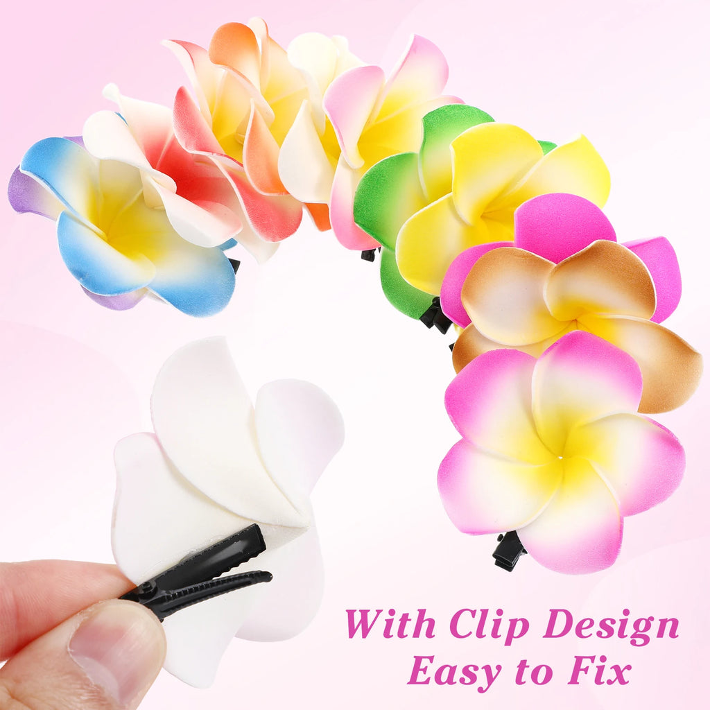 12pcs Hair Clip Flower Hairpin Simulate Hawaiian Flower Clip Bridal Barrette Hair Clamp Hairpin Women Girl Decor Headdress Clips
