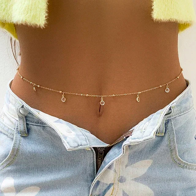 New Charm Sexy Double Layer Butterfly Chain for Women Waist Bead Belly Chain Belly Belt Summer Beach Body Jewelry Accessories