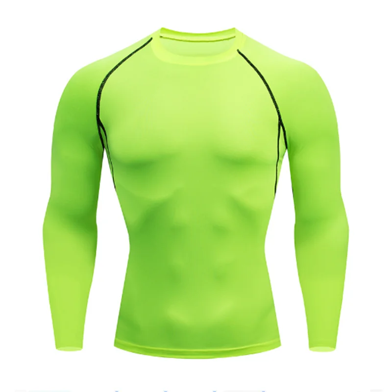 New Men Sport T-shirt Quick Dry Bodybuilding Running Shirt Long Sleeve Compression Top Gym T Shirt Men Fitness Tight Rashgard