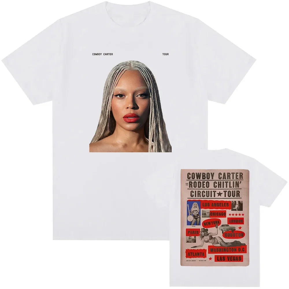 Beyoncé COWBOY CARTER TOUR 2025 T-shirt Summer Women Men Tshirts Short Sleeve O-neck Loose Tee-shirt Men Tees Print Top