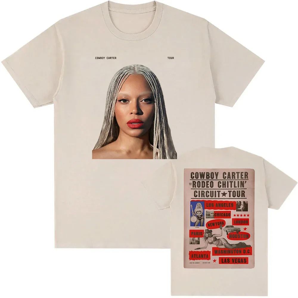 Beyoncé COWBOY CARTER TOUR 2025 T-shirt Summer Women Men Tshirts Short Sleeve O-neck Loose Tee-shirt Men Tees Print Top