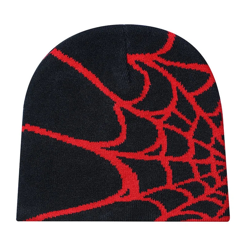 New Colorful Y2K Gothic Spider Pattern Wool Accrylic Knitted Hat Women Beanie Winter Warm Beanies Casual Skullies Outdoor Cap