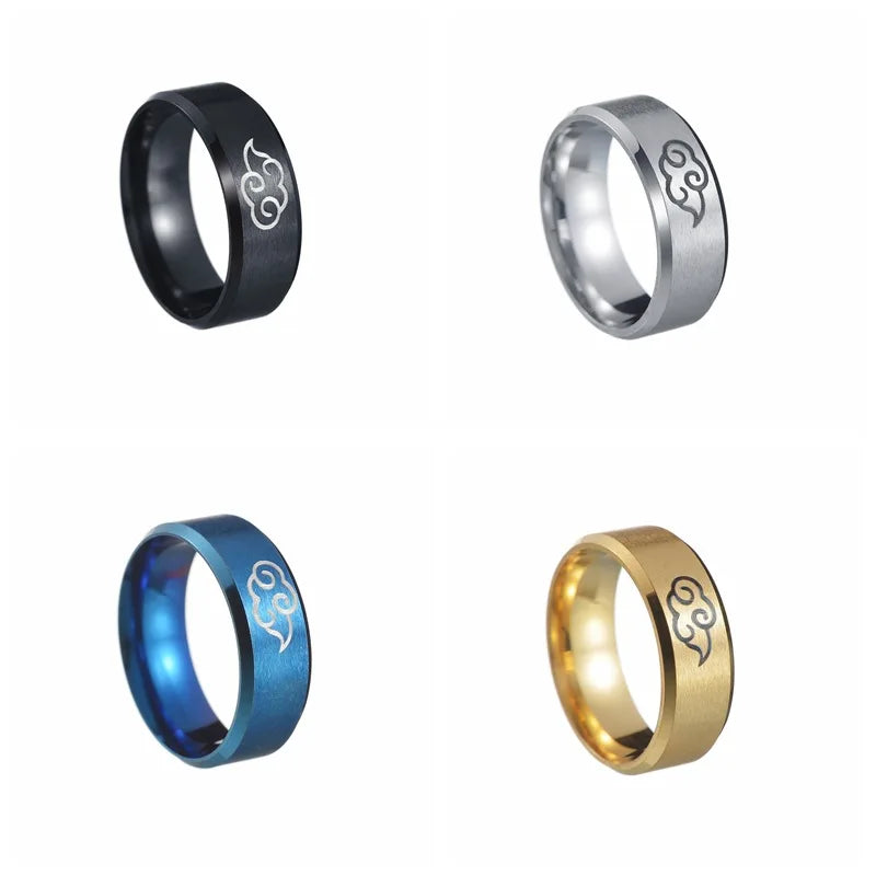 Aroutty Кольца 8mm Japanese Style Anime Cosplay Cloud Spin Rings Stainless Steel Jewelry For Women Men Anime Fans Ring Jewelry