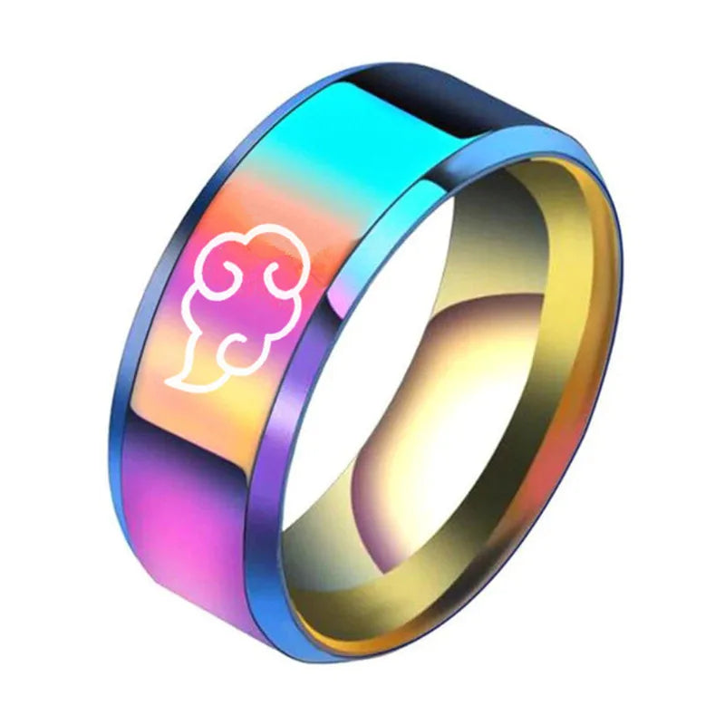 Aroutty Кольца 8mm Japanese Style Anime Cosplay Cloud Spin Rings Stainless Steel Jewelry For Women Men Anime Fans Ring Jewelry