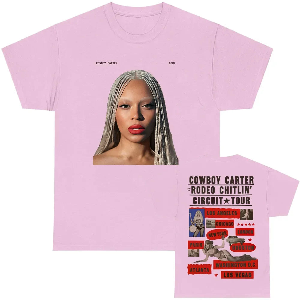 Beyoncé COWBOY CARTER TOUR 2025 T-shirt Summer Women Men Tshirts Short Sleeve O-neck Loose Tee-shirt Men Tees Print Top