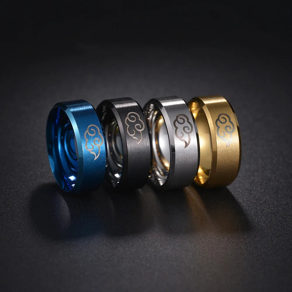 Aroutty Кольца 8mm Japanese Style Anime Cosplay Cloud Spin Rings Stainless Steel Jewelry For Women Men Anime Fans Ring Jewelry