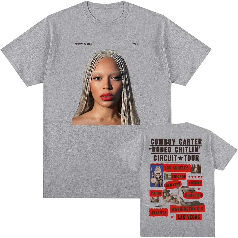 Beyoncé COWBOY CARTER TOUR 2025 T-shirt Summer Women Men Tshirts Short Sleeve O-neck Loose Tee-shirt Men Tees Print Top