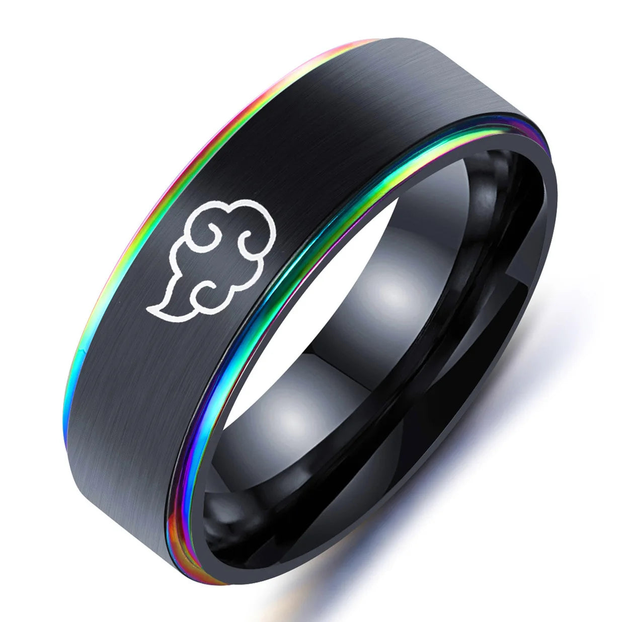 Aroutty Кольца 8mm Japanese Style Anime Cosplay Cloud Spin Rings Stainless Steel Jewelry For Women Men Anime Fans Ring Jewelry