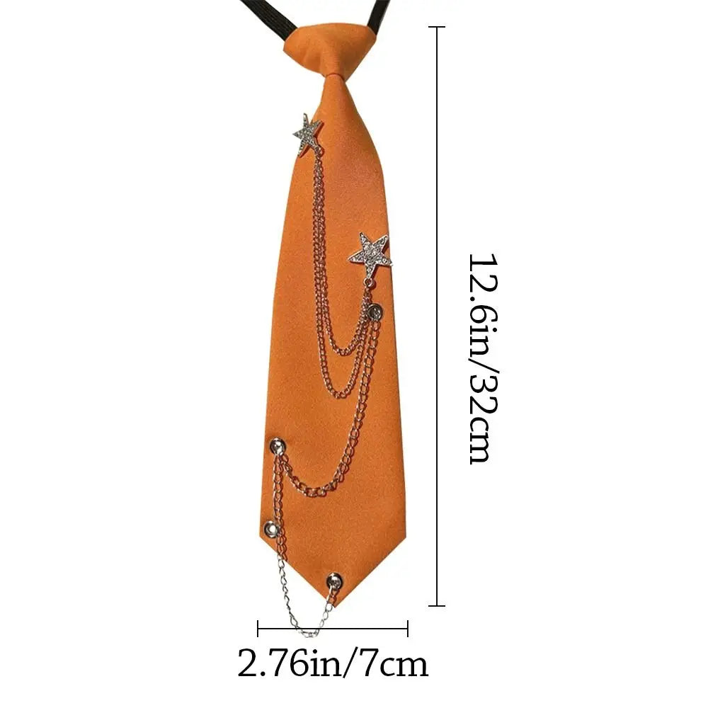Fashion Pre-tied JK Neck Tie Punk JK Preppy Bowtie Adjustable Vintage Star Chain Necktie for Men Women