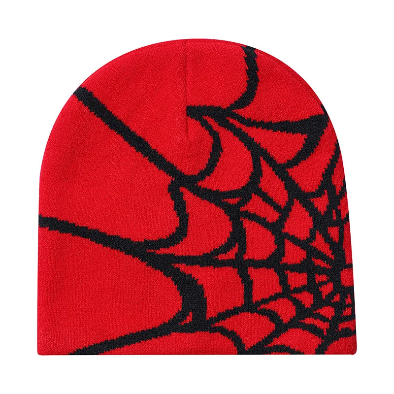 New Colorful Y2K Gothic Spider Pattern Wool Accrylic Knitted Hat Women Beanie Winter Warm Beanies Casual Skullies Outdoor Cap