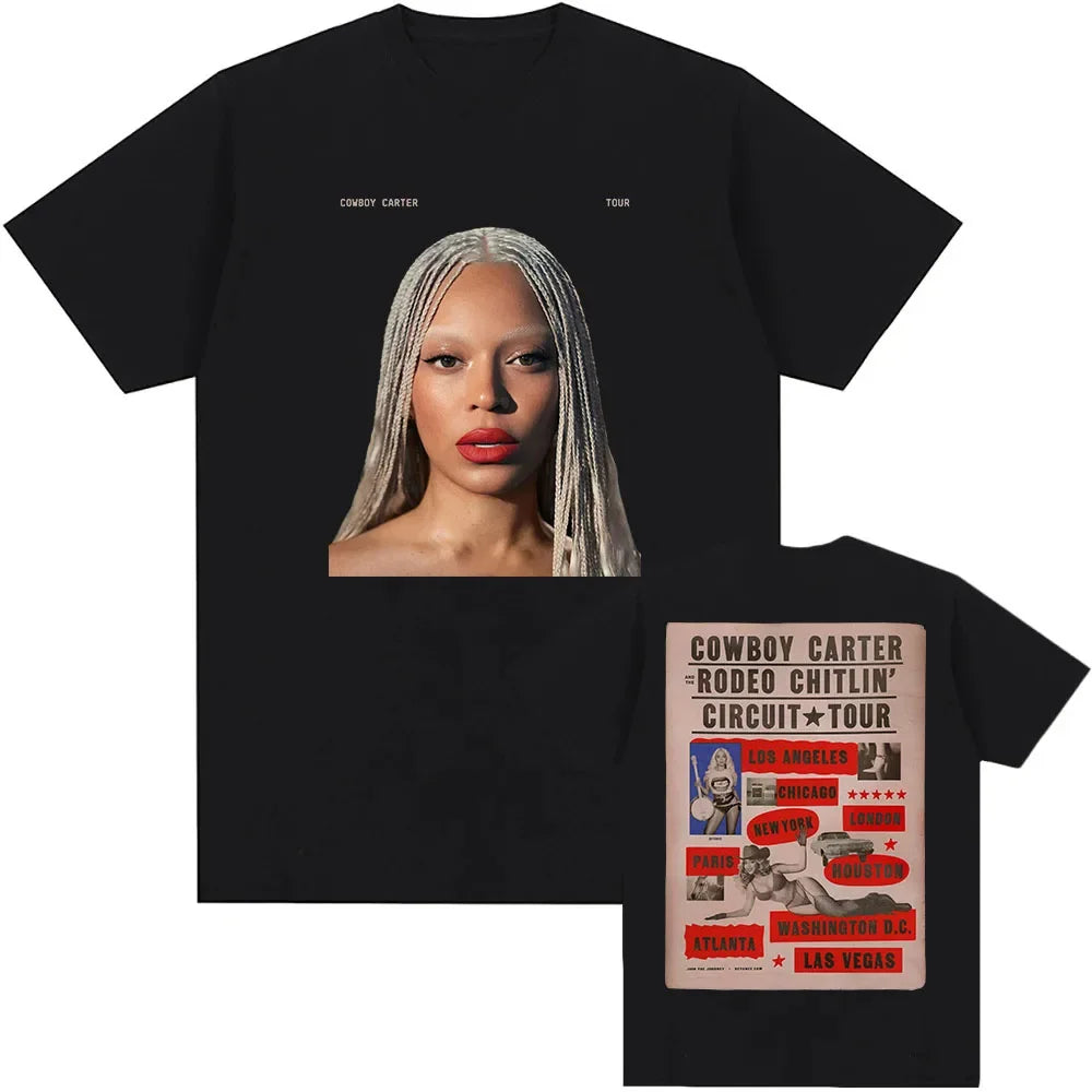 Beyoncé COWBOY CARTER TOUR 2025 T-shirt Summer Women Men Tshirts Short Sleeve O-neck Loose Tee-shirt Men Tees Print Top