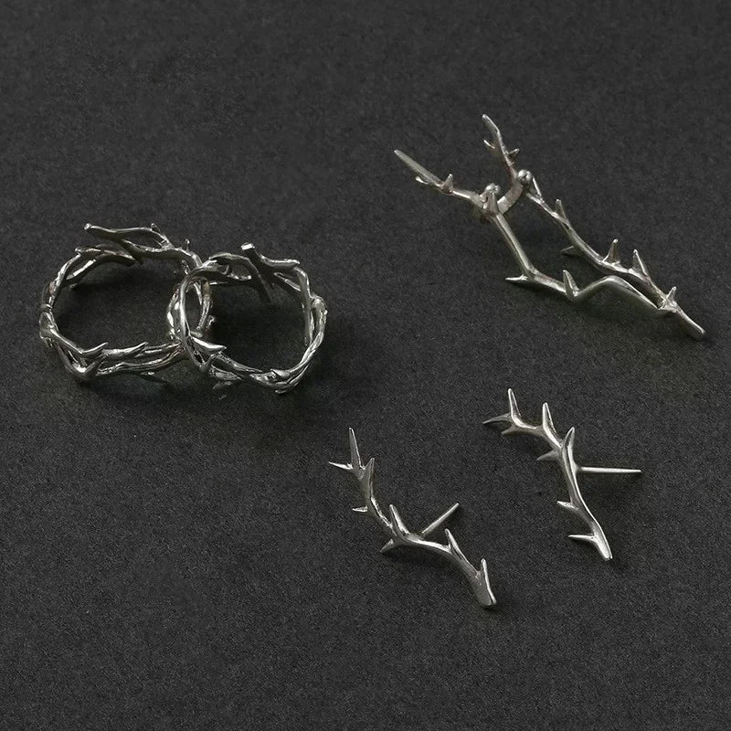 Vintage Goth Thorns Couple Rings For Men Women Irregularity Opening Vine Punk Ring Party Jewelry Gifts Accessories