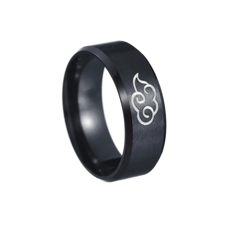 Aroutty Кольца 8mm Japanese Style Anime Cosplay Cloud Spin Rings Stainless Steel Jewelry For Women Men Anime Fans Ring Jewelry