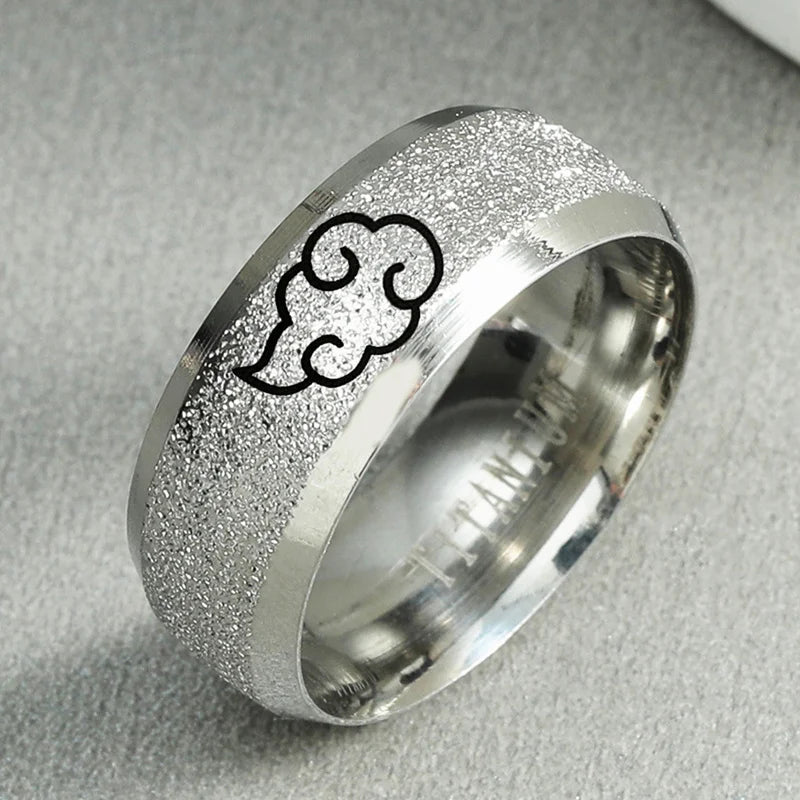 Aroutty Кольца 8mm Japanese Style Anime Cosplay Cloud Spin Rings Stainless Steel Jewelry For Women Men Anime Fans Ring Jewelry