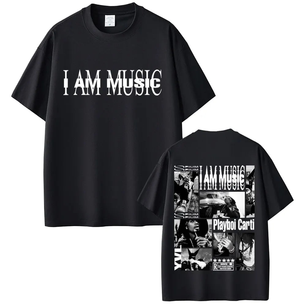 Rapper Playboi Carti I Am Music New Album Cover Graphic Print Tshirt Men's Casual Vintage T-shirt Men Hip Hop Oversized T Shirts