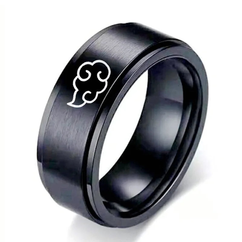 Aroutty Кольца 8mm Japanese Style Anime Cosplay Cloud Spin Rings Stainless Steel Jewelry For Women Men Anime Fans Ring Jewelry