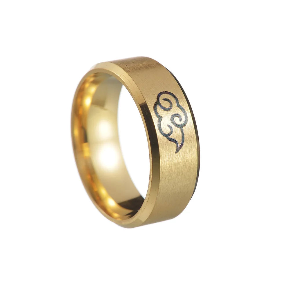 Aroutty Кольца 8mm Japanese Style Anime Cosplay Cloud Spin Rings Stainless Steel Jewelry For Women Men Anime Fans Ring Jewelry