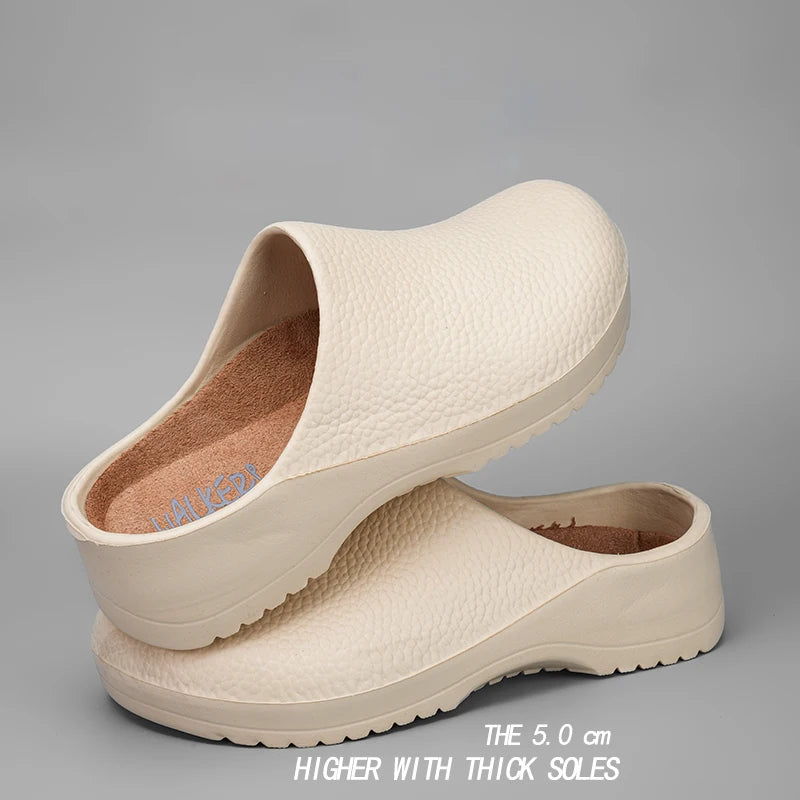 Men Sandals Garden Clogs Waterproof Anti-Slip Oil-Resistant Chef Shoes Comfortable Slippers Women Workers Outdoor Fishing Shoes