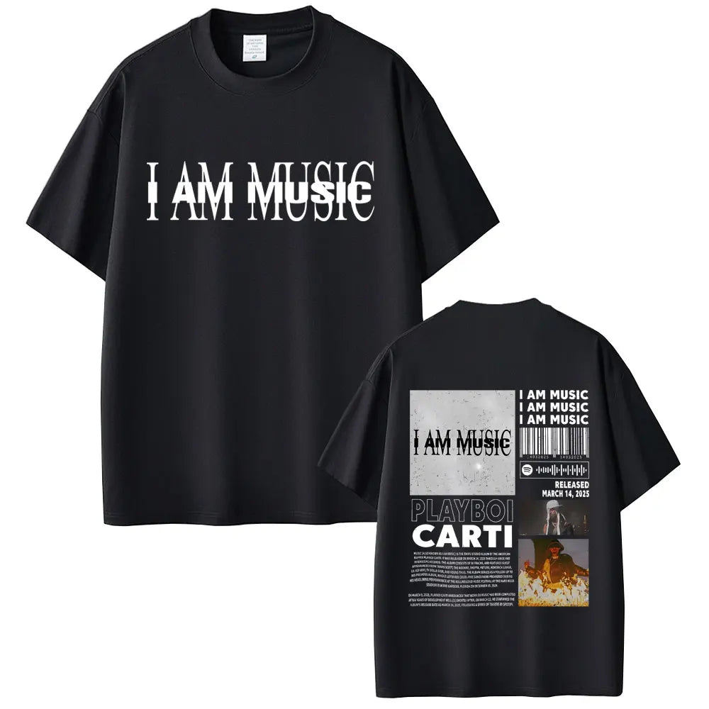 Rapper Playboi Carti I Am Music New Album Cover Graphic Print Tshirt Men's Casual Vintage T-shirt Men Hip Hop Oversized T Shirts