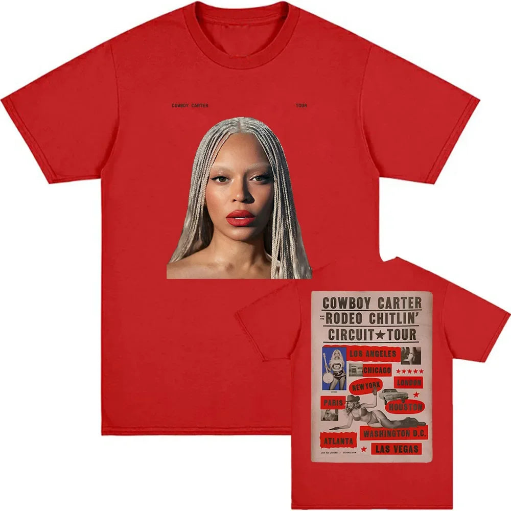 Beyoncé COWBOY CARTER TOUR 2025 T-shirt Summer Women Men Tshirts Short Sleeve O-neck Loose Tee-shirt Men Tees Print Top