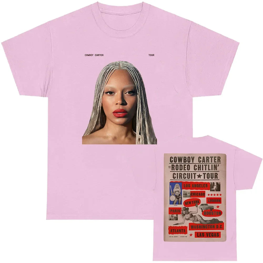 Beyoncé COWBOY CARTER TOUR 2025 T-shirt Summer Women Men Tshirts Short Sleeve O-neck Loose Tee-shirt Men Tees Print Top