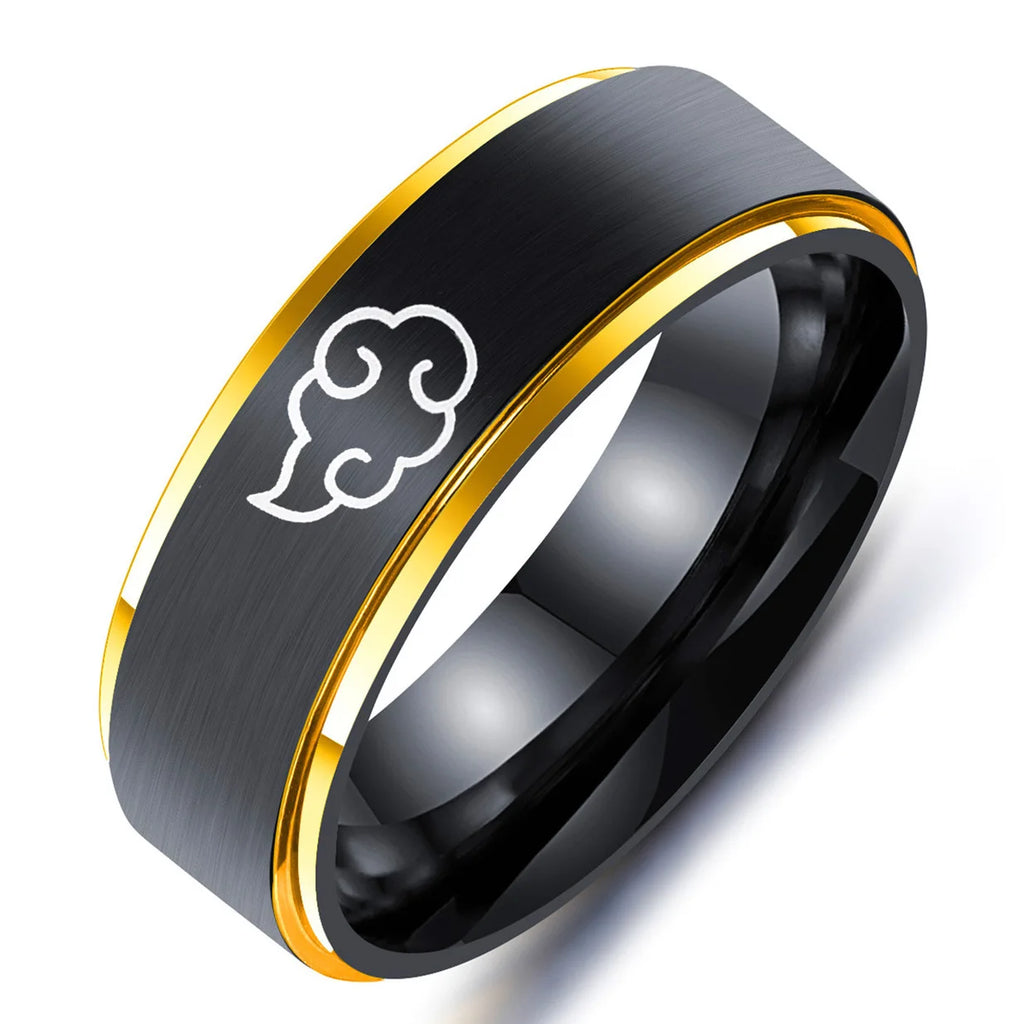 Aroutty Кольца 8mm Japanese Style Anime Cosplay Cloud Spin Rings Stainless Steel Jewelry For Women Men Anime Fans Ring Jewelry