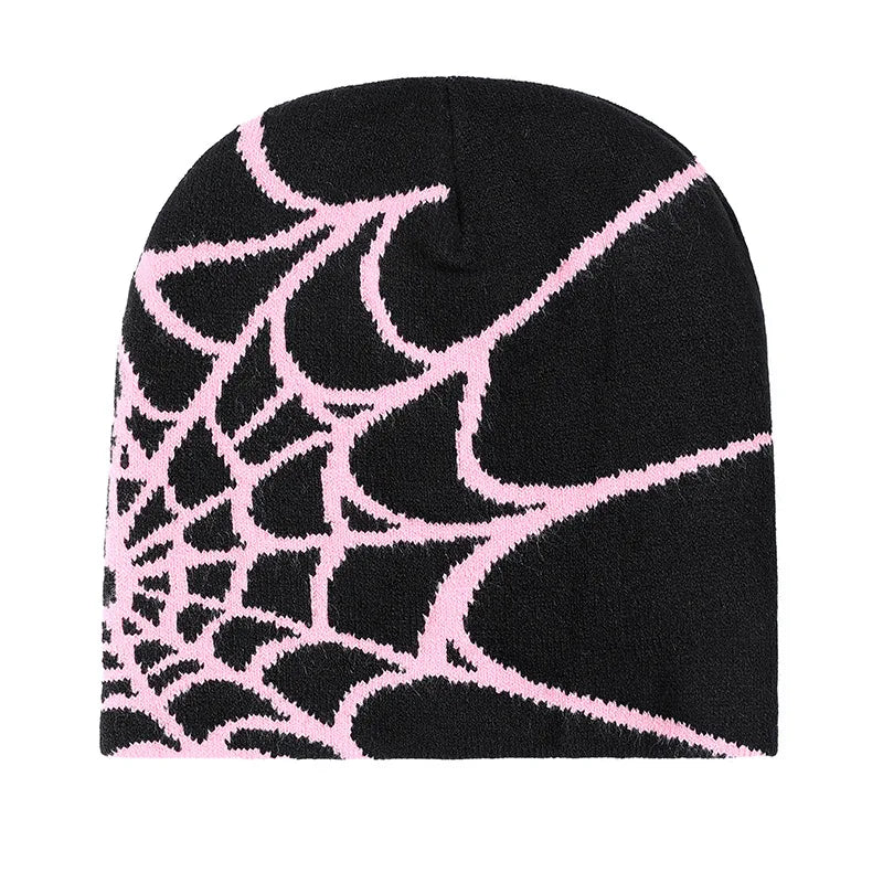 New Colorful Y2K Gothic Spider Pattern Wool Accrylic Knitted Hat Women Beanie Winter Warm Beanies Casual Skullies Outdoor Cap