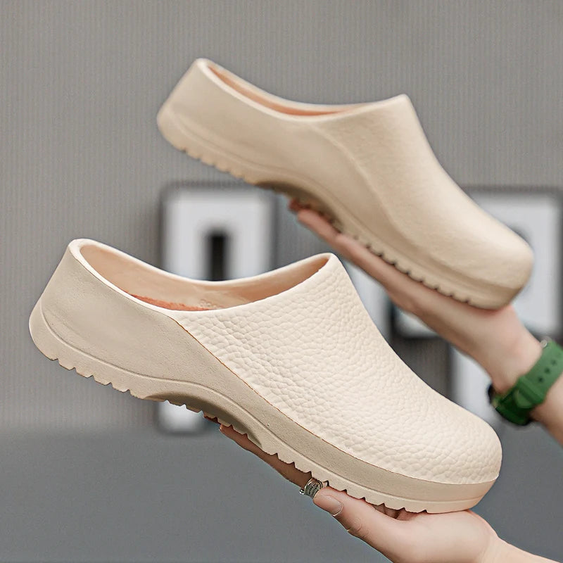 Men Sandals Garden Clogs Waterproof Anti-Slip Oil-Resistant Chef Shoes Comfortable Slippers Women Workers Outdoor Fishing Shoes